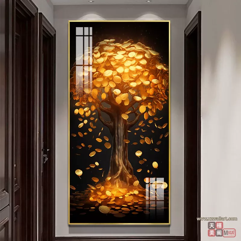 树 单幅 装饰画 轻奢风 玄关背景墙挂画 晶瓷画