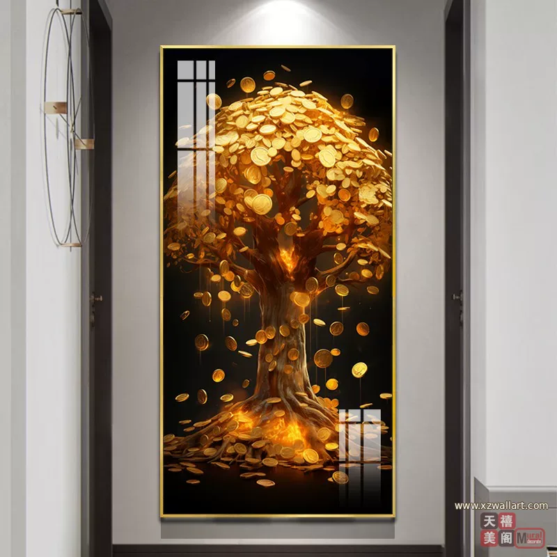 树 单幅 装饰画 轻奢风 玄关背景墙挂画 晶瓷画