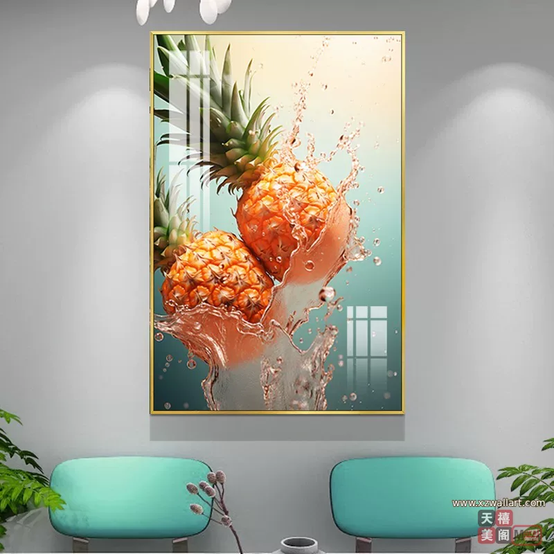 抽象 单幅 装饰画 轻奢风 餐厅背景墙挂画 晶瓷画