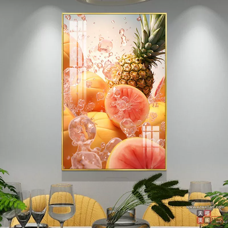 抽象 单幅 装饰画 轻奢风 餐厅背景墙挂画 晶瓷画
