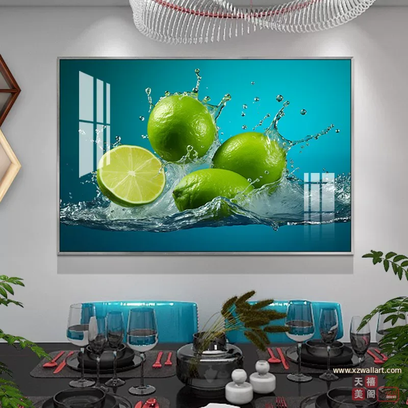 抽象 单幅 装饰画 轻奢风 餐厅背景墙挂画 晶瓷画
