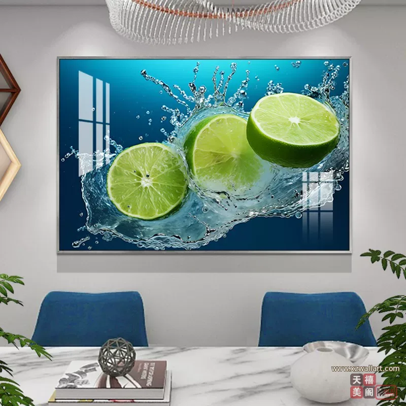 抽象 单幅 装饰画 轻奢风 餐厅背景墙挂画 晶瓷画