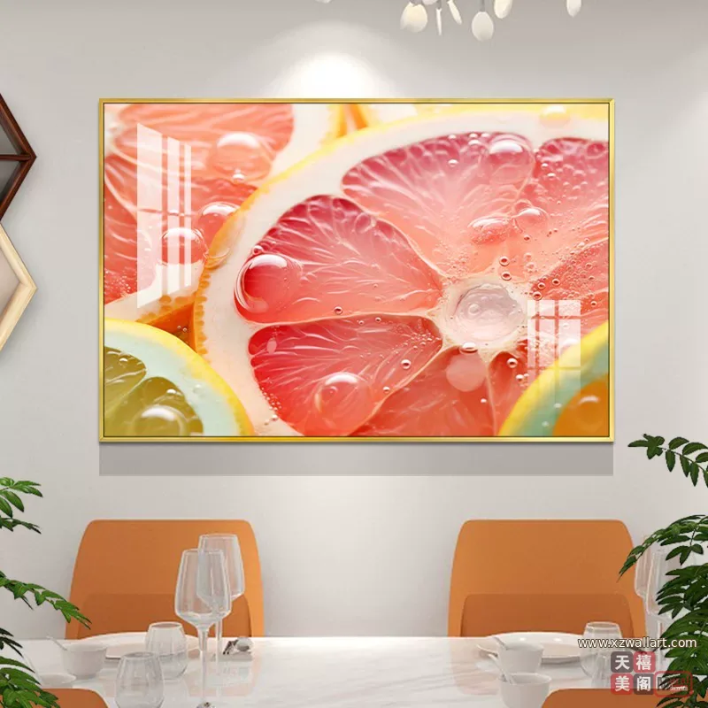抽象 单幅 装饰画 轻奢风 餐厅背景墙挂画 晶瓷画