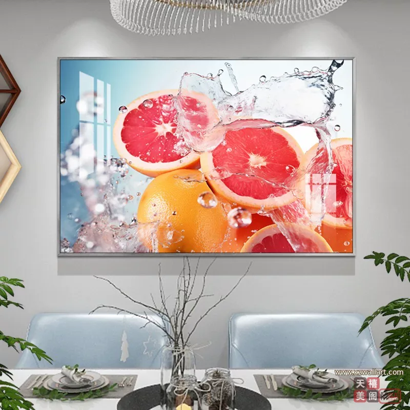 抽象 单幅 装饰画 轻奢风 餐厅背景墙挂画 晶瓷画