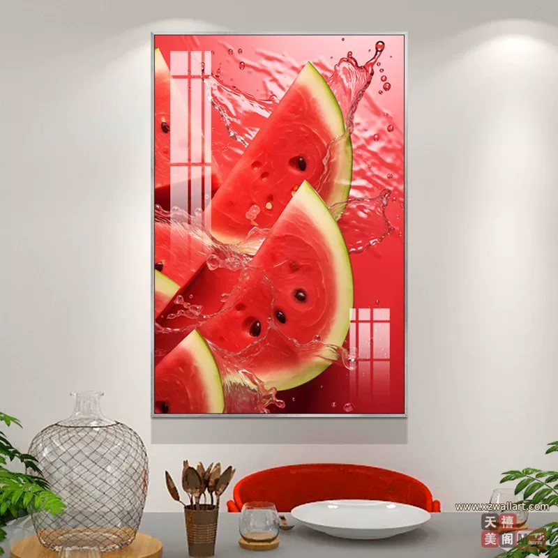 抽象 单幅 装饰画 轻奢风 餐厅背景墙挂画 晶瓷画