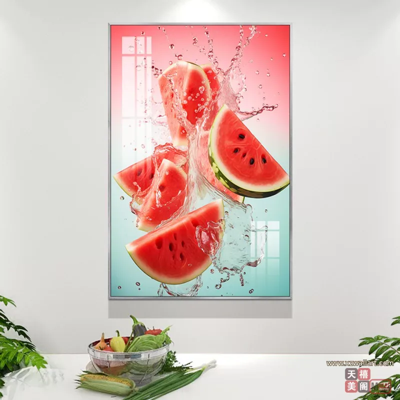 抽象 单幅 装饰画 轻奢风 餐厅背景墙挂画 晶瓷画
