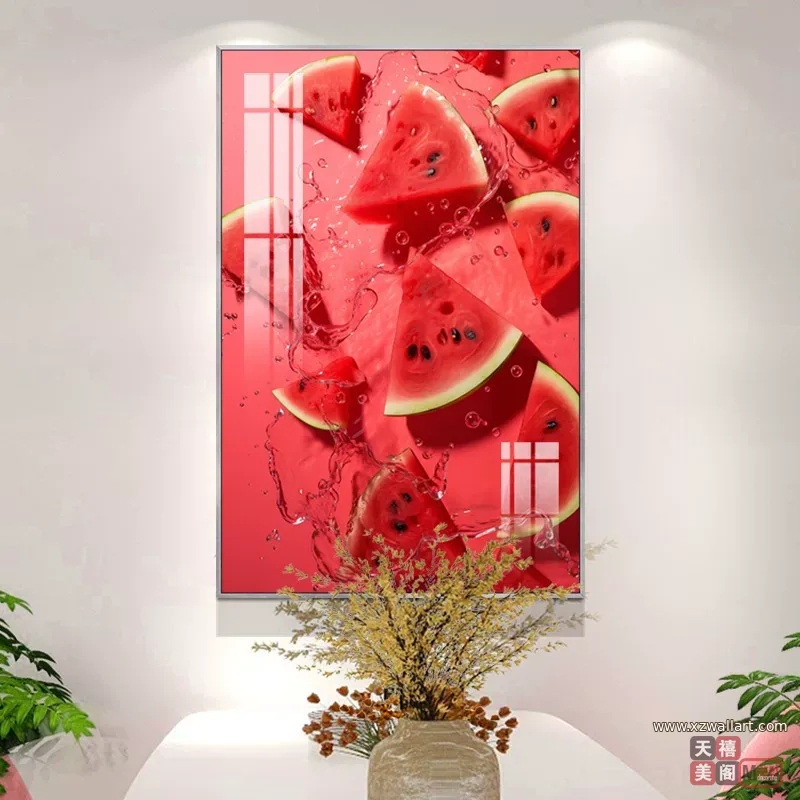 抽象 单幅 装饰画 轻奢风 餐厅背景墙挂画 晶瓷画
