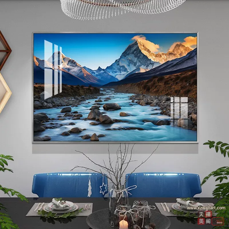 抽象 单幅 装饰画 轻奢风 餐厅背景墙挂画 晶瓷画