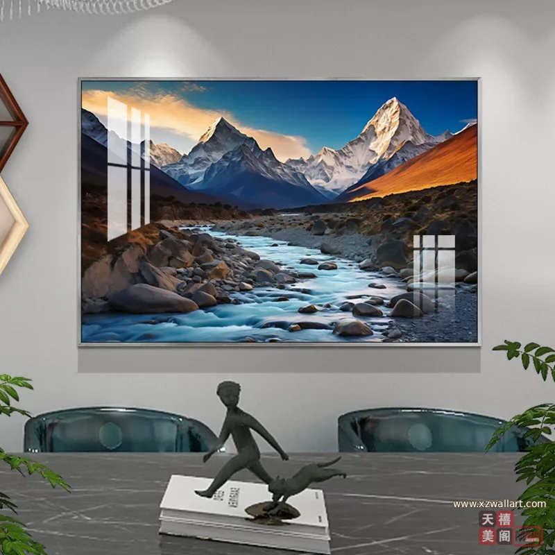 抽象 单幅 装饰画 轻奢风 餐厅背景墙挂画 晶瓷画
