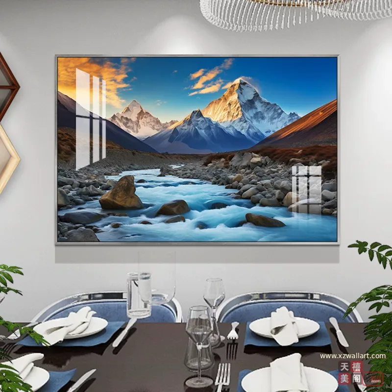 抽象 单幅 装饰画 轻奢风 餐厅背景墙挂画 晶瓷画
