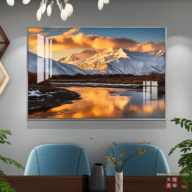 抽象 单幅 装饰画 轻奢风 餐厅背景墙挂画 晶瓷画