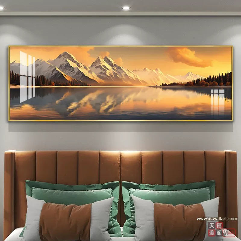 抽象 单幅 装饰画 轻奢风 卧室背景墙挂画 晶瓷画