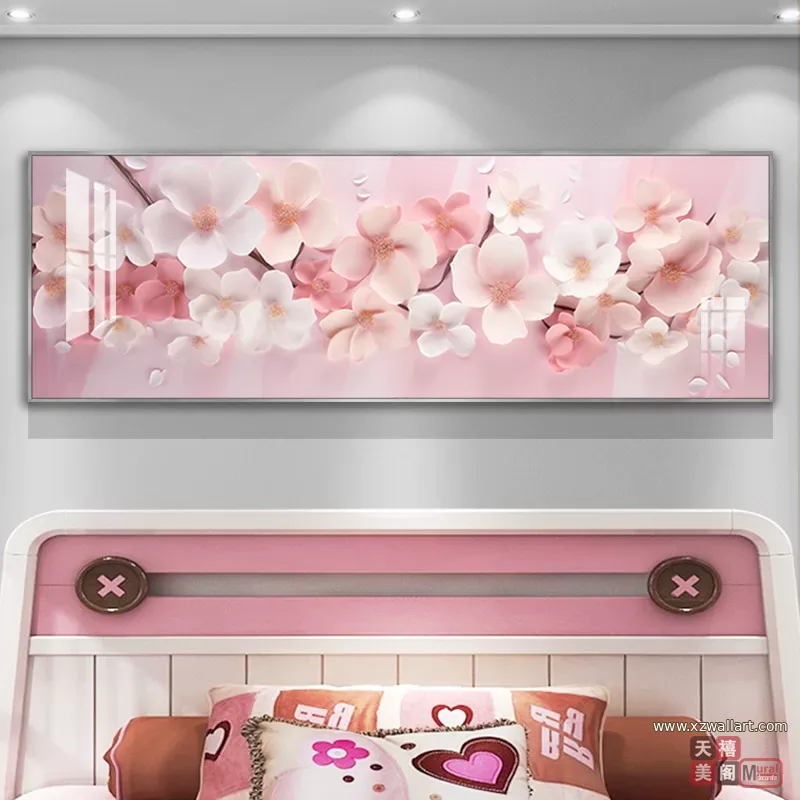 抽象 单幅 装饰画 奶油风 卧室背景墙挂画 晶瓷画