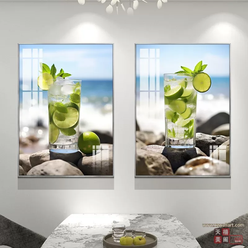 抽象 单幅 装饰画 轻奢风 餐厅背景墙挂画 晶瓷画