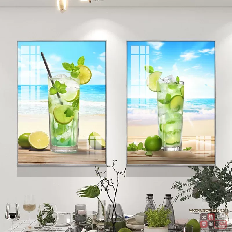 抽象 单幅 装饰画 轻奢风 餐厅背景墙挂画 晶瓷画