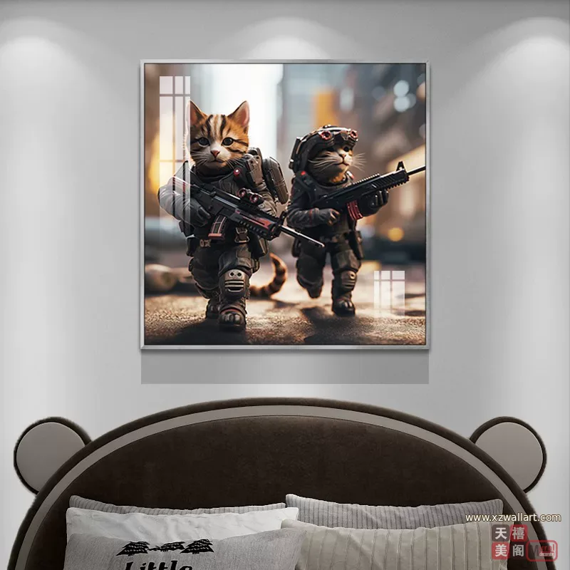 抽象 单幅 装饰画 轻奢风 儿童房背景墙挂画 晶瓷画