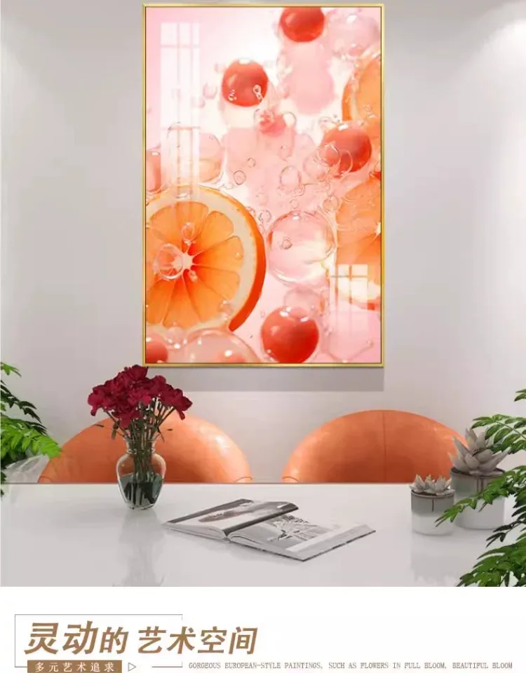 抽象 单幅 装饰画 轻奢风 餐厅背景墙挂画 晶瓷画