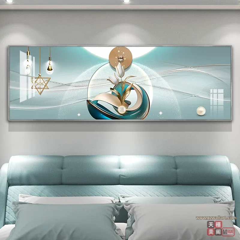抽象 单幅 装饰画 轻奢风 卧室背景墙挂画 晶瓷画