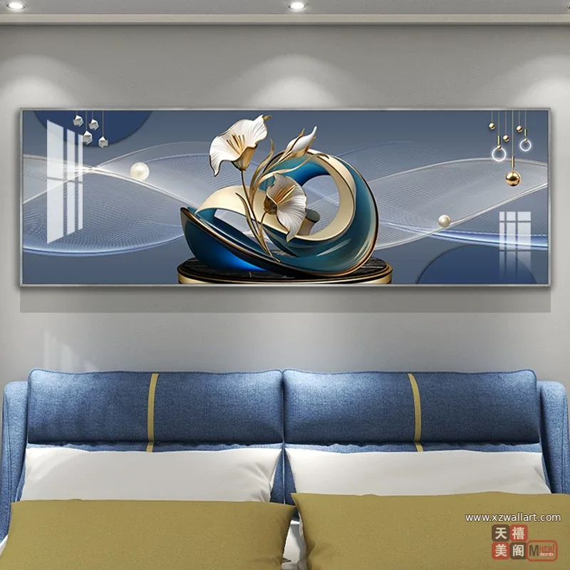 抽象 单幅 装饰画 轻奢风 卧室背景墙挂画 晶瓷画