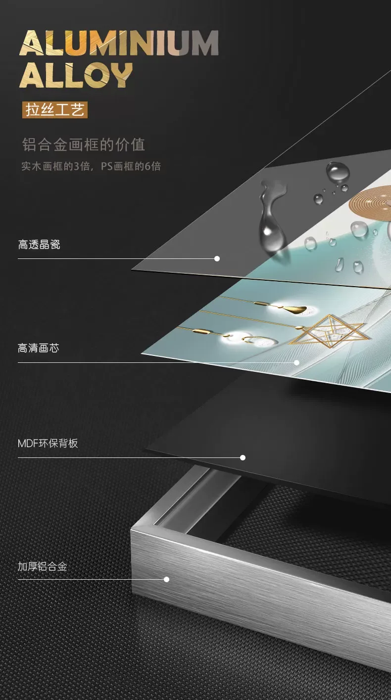 抽象 单幅 装饰画 轻奢风 卧室背景墙挂画 晶瓷画