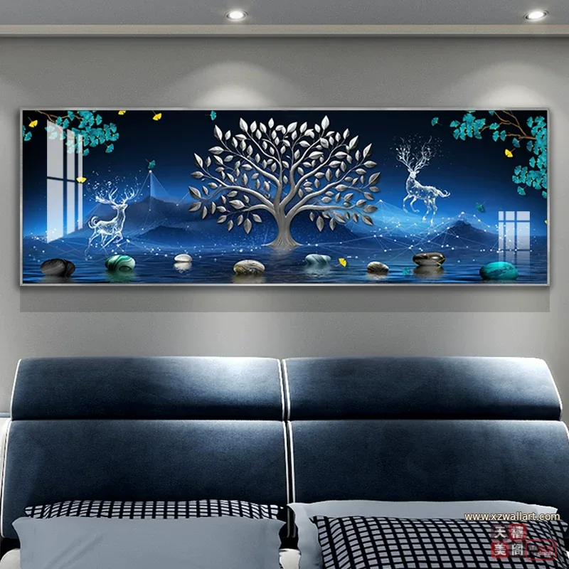 抽象 单幅 装饰画 轻奢风 卧室背景墙挂画 晶瓷画