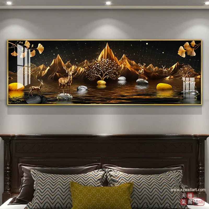 抽象 单幅 装饰画 轻奢风 卧室背景墙挂画 晶瓷画