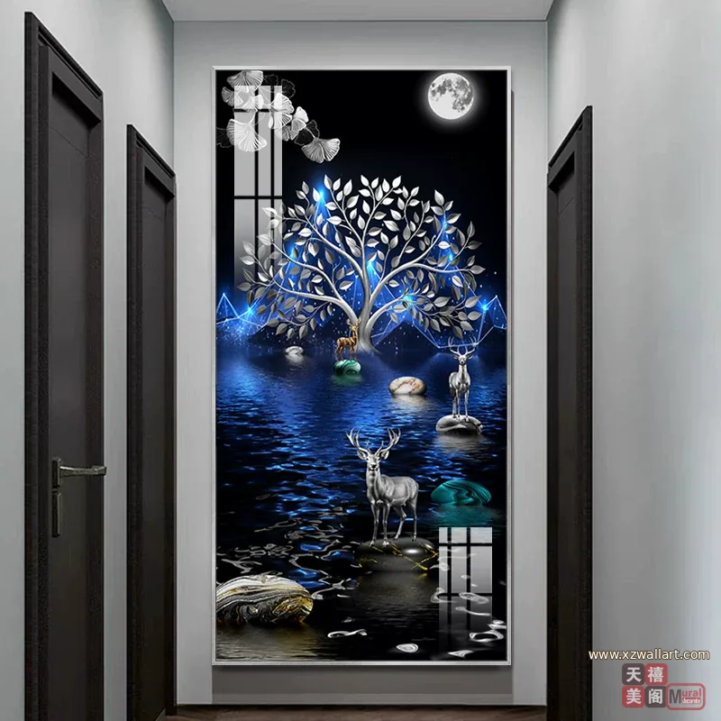抽象 单幅 装饰画 轻奢风 玄关背景墙挂画 晶瓷画