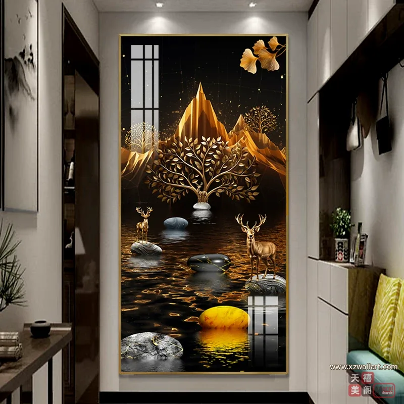 抽象 单幅 装饰画 轻奢风 玄关背景墙挂画 晶瓷画