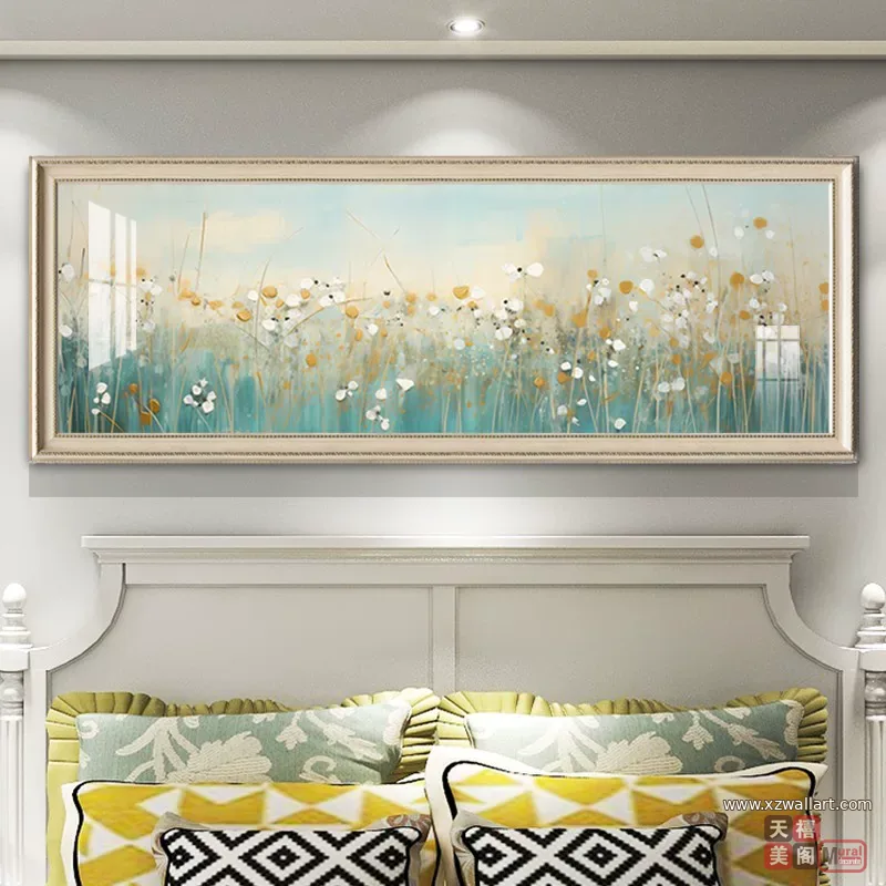 抽象 单幅 装饰画 美式 卧室背景墙挂画 晶瓷画