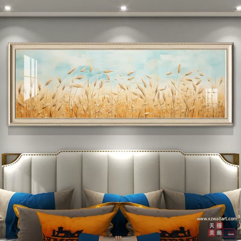 抽象 单幅 装饰画 美式 卧室背景墙挂画 晶瓷画