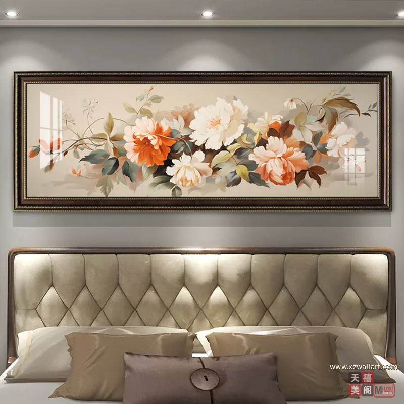 抽象 单幅 装饰画 美式 卧室背景墙挂画 晶瓷画