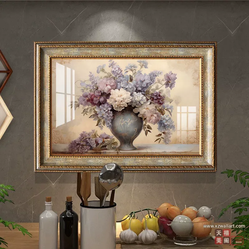 抽象 单幅 装饰画 美式 餐厅背景墙挂画 晶瓷画