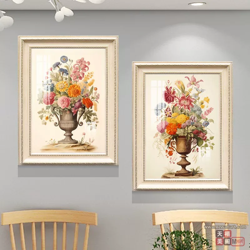 花 单幅 装饰画 美式 餐厅背景墙挂画 晶瓷画