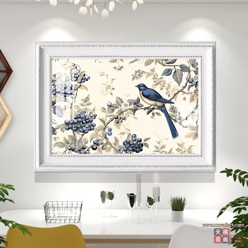 花 单幅 装饰画 美式 餐厅背景墙挂画 晶瓷画