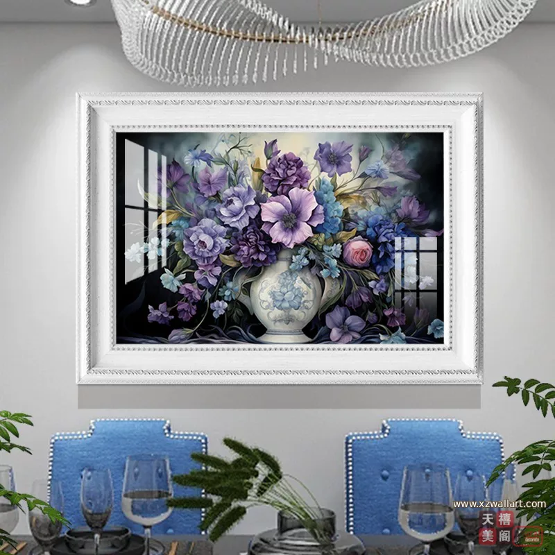 抽象 单幅 装饰画 美式 餐厅背景墙挂画 晶瓷画