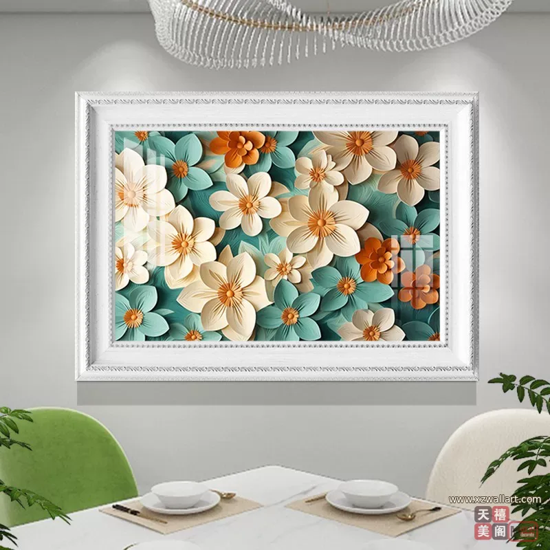 花 单幅 装饰画 美式 餐厅背景墙挂画 晶瓷画