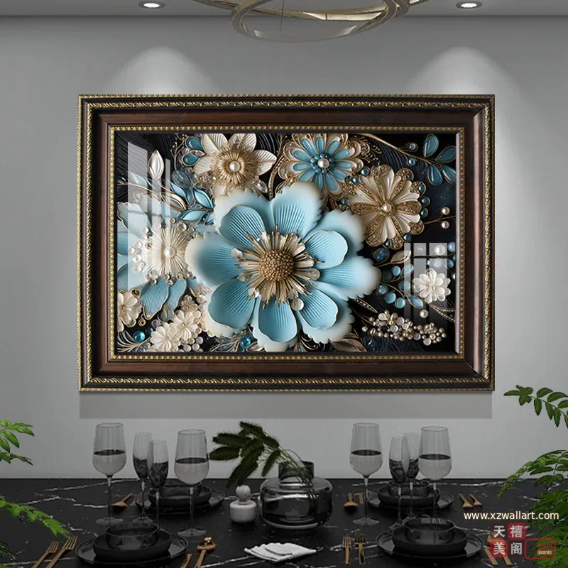花 单幅 装饰画 美式 餐厅背景墙挂画 晶瓷画