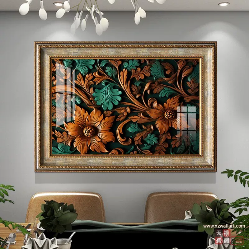 花 单幅 装饰画 美式 餐厅背景墙挂画 晶瓷画