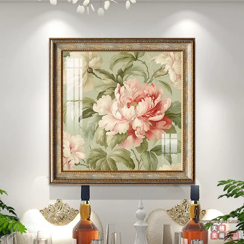 花 单幅 装饰画 美式 餐厅背景墙挂画 晶瓷画