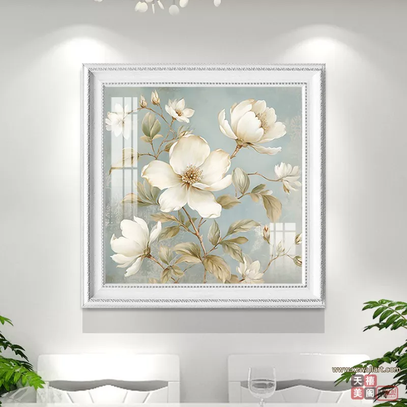 花 单幅 装饰画 美式 餐厅背景墙挂画 晶瓷画