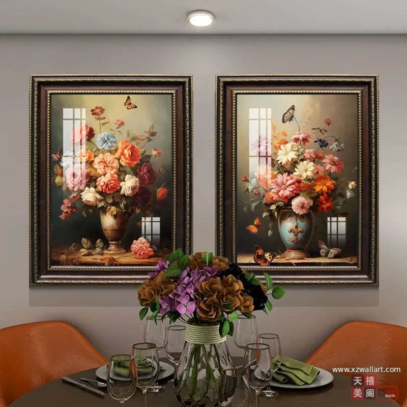 抽象 单幅 装饰画 美式 餐厅背景墙挂画 晶瓷画