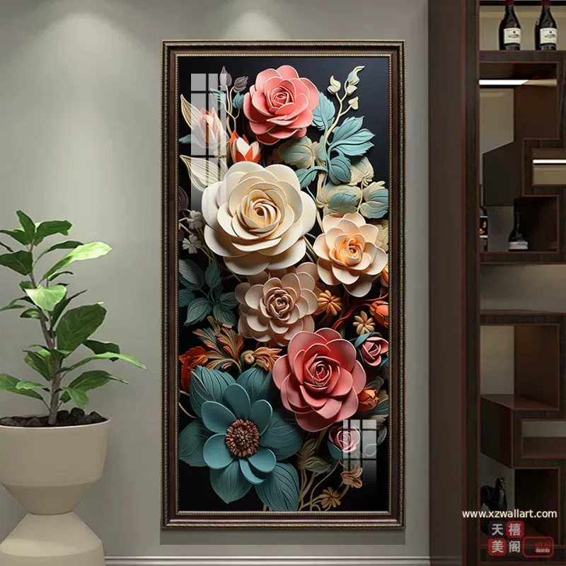花 单幅 装饰画 轻奢风 玄关背景墙挂画 晶瓷画