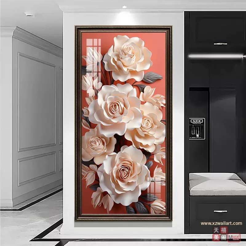 花 单幅 装饰画 轻奢风 玄关背景墙挂画 晶瓷画