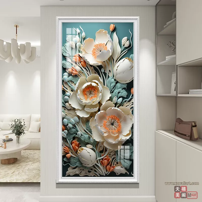 花 单幅 装饰画 轻奢风 玄关背景墙挂画 晶瓷画
