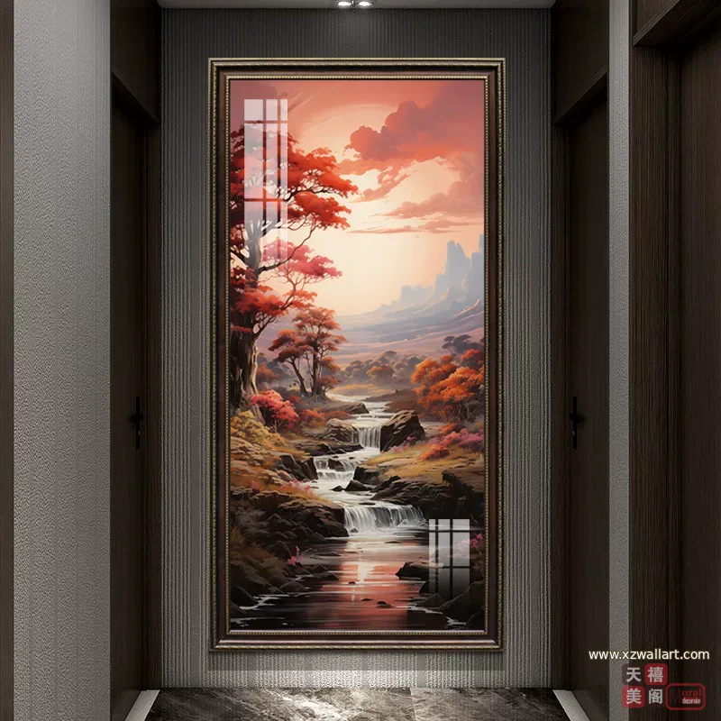 山水 单幅 装饰画 欧式 客厅背景墙挂画 晶瓷画