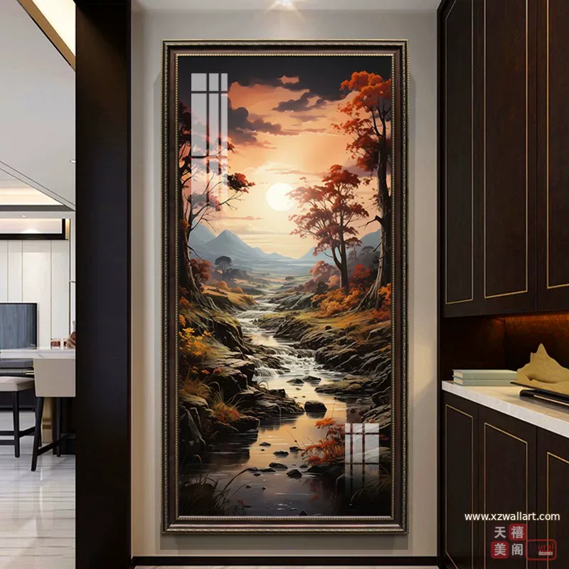 山水 单幅 装饰画 欧式 客厅背景墙挂画 晶瓷画