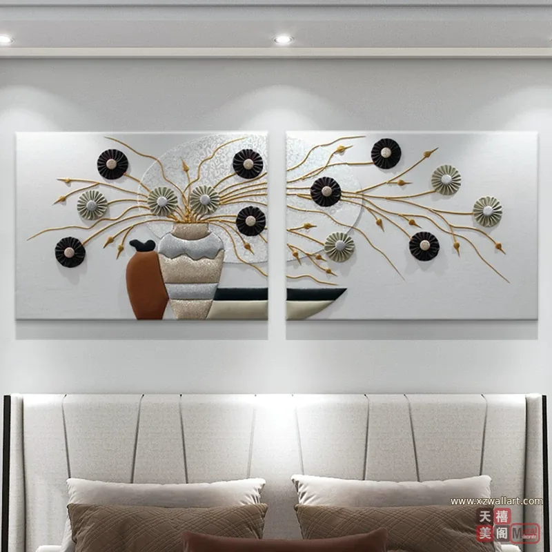 抽象 单幅 装饰画 轻奢风 卧室背景墙挂画 晶瓷画