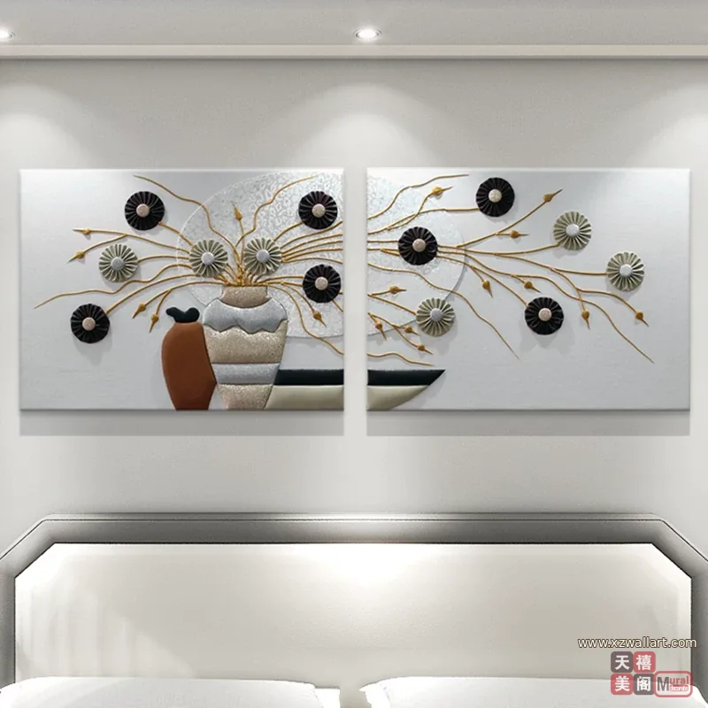 抽象 单幅 装饰画 轻奢风 卧室背景墙挂画 晶瓷画