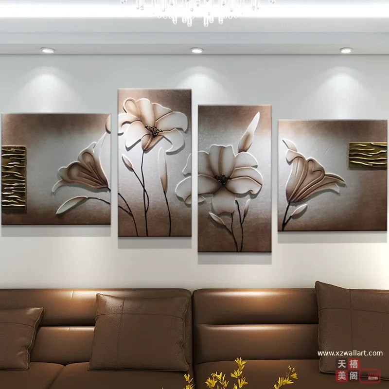 花 单幅 装饰画 轻奢风 客厅背景墙挂画 晶瓷画