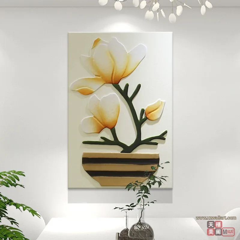 花 单幅 装饰画 奶油风 餐厅背景墙挂画 晶瓷画